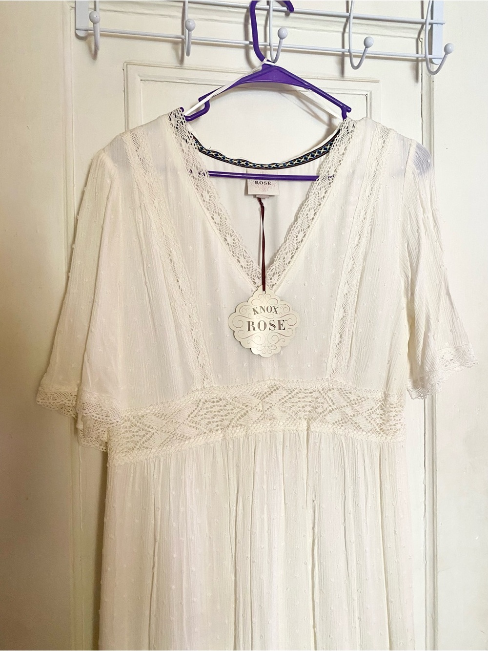 Knox Rose Cream Lace-Trim Maxi Dress